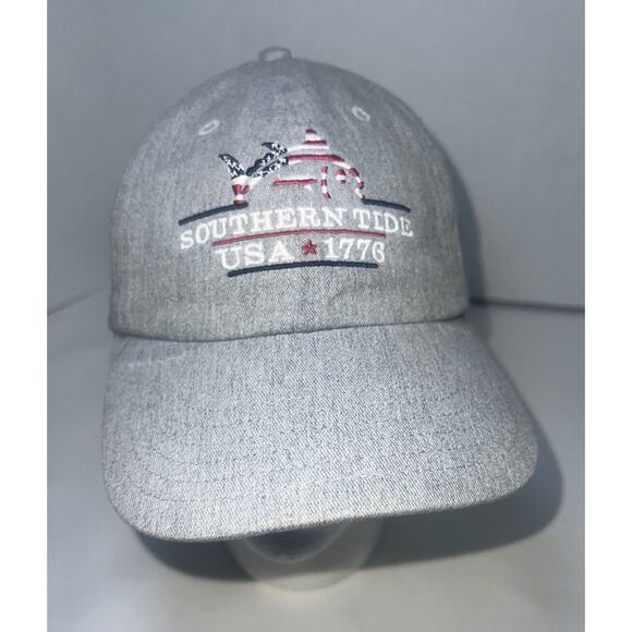 SOUTHERN TIDE Hat Cap Adjustable Strap Gray Red White Blue Embroidered Patriots - Picture 1 of 9